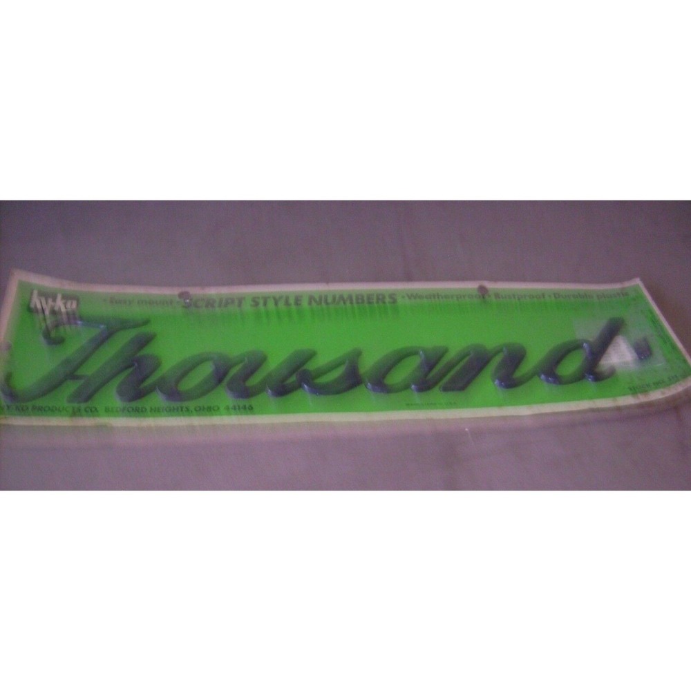 Hy-Ko THOUSAND  House Address Script Style Spell Out Numbers‎ New Old Stock